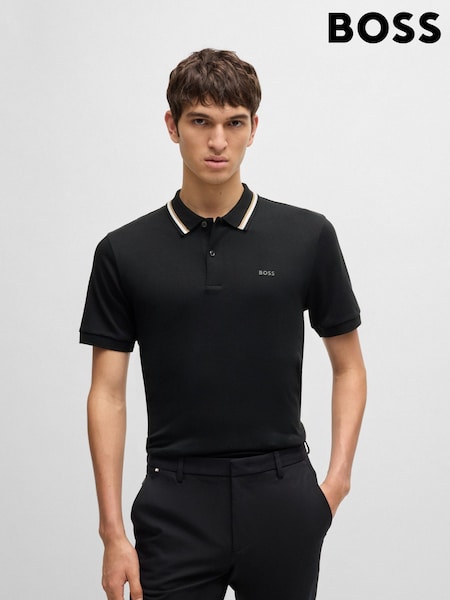 BOSS Black Penrose Slim Fit Striped Collar Polo Shirt (AV4208) | £99