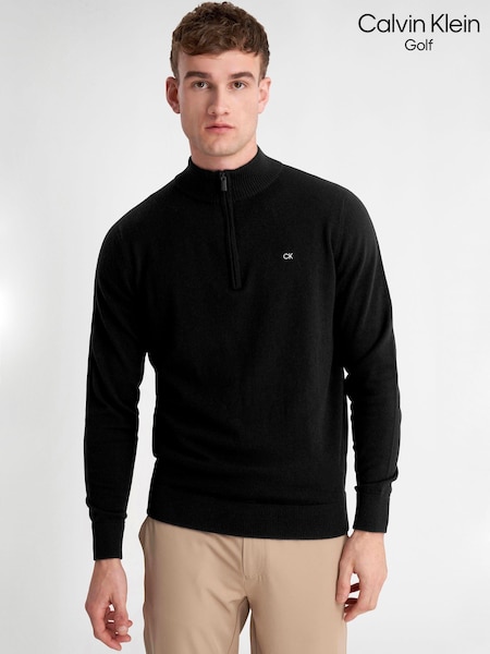 Calvin Klein Golf Cashmere Quarter Zip Black Sweater (AV4266) | £135