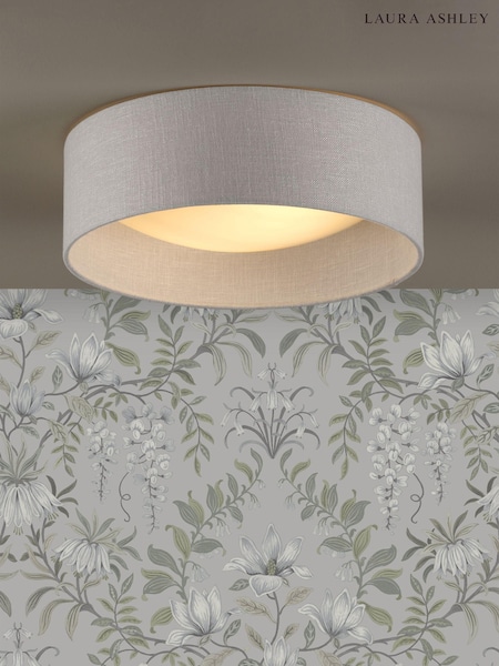 Laura Ashley Oatmeal Bacall 2 Light Flush Ceiling Light (AV4280) | £85