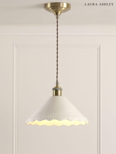 Laura Ashley White Daws 1 Light Pendant Ceiling Light (AV4283) | £85