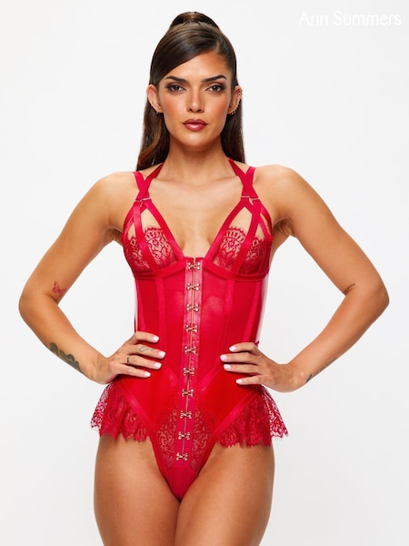 Ann Summers Red Exuberant Lace and Mesh Bodysuit (AV4287) | £36