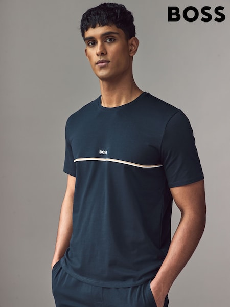 BOSS Blue Signature Stripe Stretch Cotton T-Shirt (AV4338) | £49