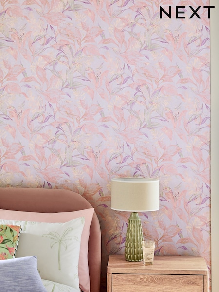 Lilac Global Garden Palm A4 Wallpaper Sample (AV4366) | £1