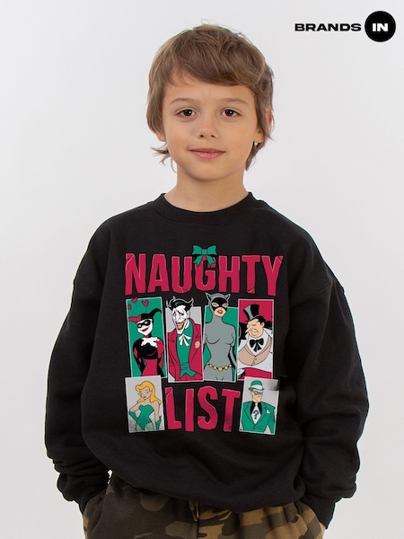 Brands In Black Boys DC Comics Batman Naughty List Sweatshirt (AV4391) | £25