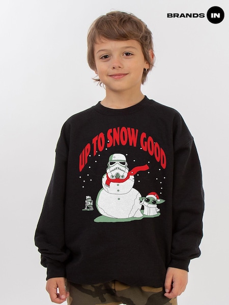 Brands In Black Boys Star Wars The Mandalorian Snowman Christmas Sweatshirt (AV4400) | £25