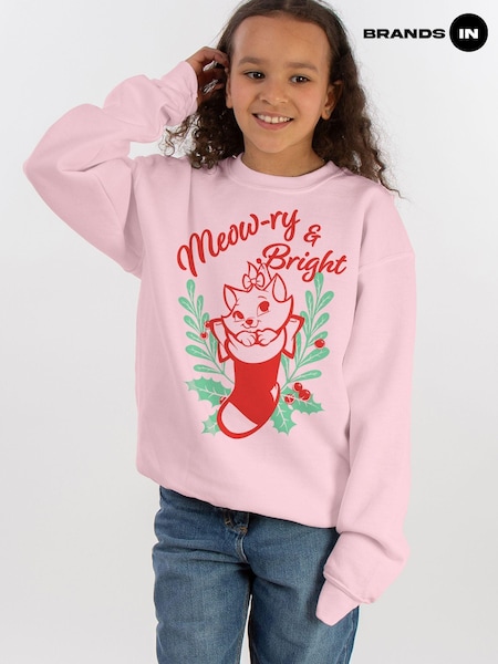 Brands In Pink Girls Disney The Aristocats Meowry and Bright Christmas Sweatshirt (AV4401) | £25
