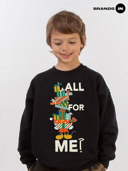 Brands In Black Boys Disney Mickey Mouse Christmas Presents Sweatshirt (AV4402) | £25