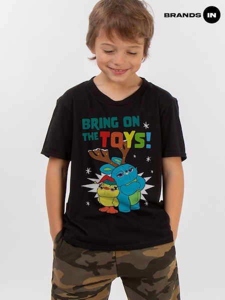 Brands In Black Boys Disney Toy Story Christmas Toys 100% Cotton T-Shirt (AV4409) | £20