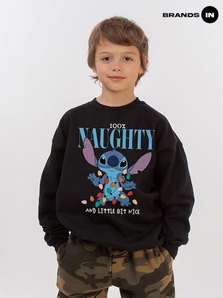 Brands In Black Disney Lilo & Stitch Naughty & Nice Boys Sweatshirt (AV4414) | £25