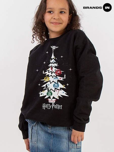 Brands In Black Harry Potter Christmas Tree Girls Sweatshirt (AV4418) | £25