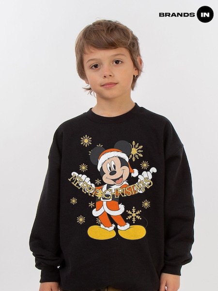Brands In Black Disney Mickey Mouse Merry Christmas Boys Sweatshirt (AV4422) | £25