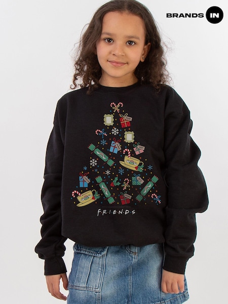 Brands In Black Friends Christmas Tree Girls Sweatshirt (AV4424) | £25