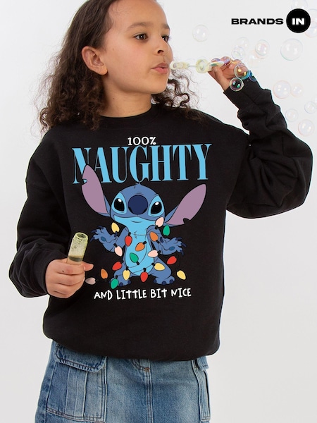 Brands In Black Disney Lilo & Stitch Naughty & Nice Girls Sweatshirt (AV4429) | £25