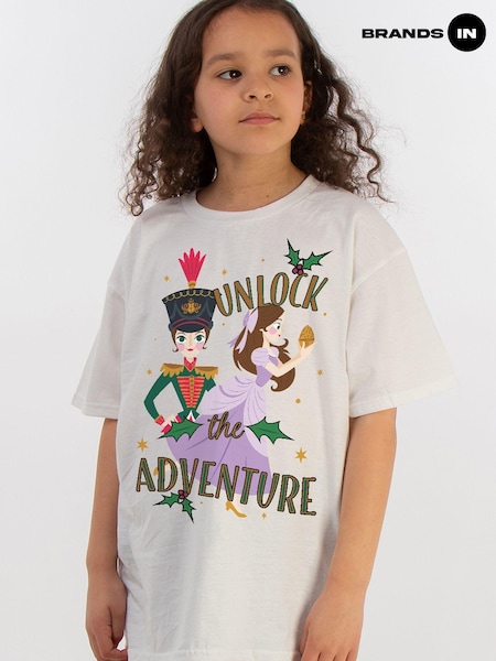 Brands In White Disney The Nutcracker Christmas Unlock The Adventure Girls 100% Cotton T-Shirt (AV4431) | £20