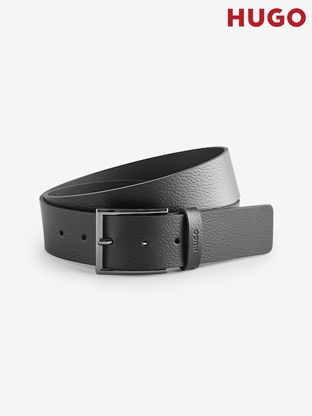 HUGO Black Grained Leather Belt (AV4471) | £59
