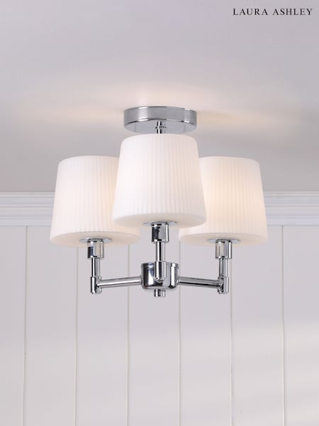 Laura Ashley Polished Chrome Bayfield 3 Light Semi Flush Ceiling Light Ip44 (AV4473) | £115