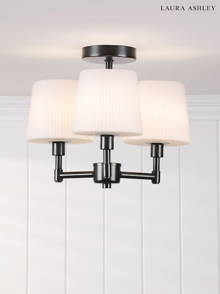 Laura Ashley Matt Black Bayfield 3 Light Semi Flush Ceiling Light Ip44 (AV4481) | £115