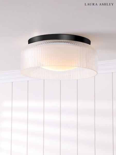 Laura Ashley Matt Black Charissa 1 Light Flush Ceiling Light Ip44 (AV4491) | £125