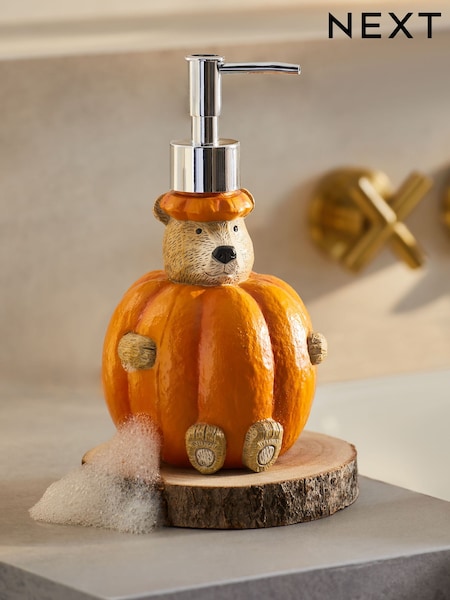 Orange Halloween Pumpkin Bertie Bear Soap Dispenser (AV4532) | £14