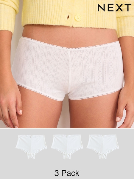 White Boyshort Pointelle Knickers 3 Pack (AV4539) | £19