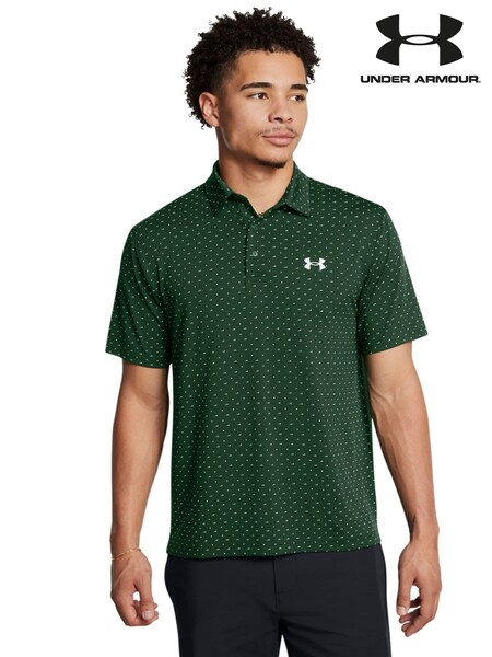 Under Armour Dark Green Golf Playoff 3.0 Printed Polo Shirt (AV4633) | £50