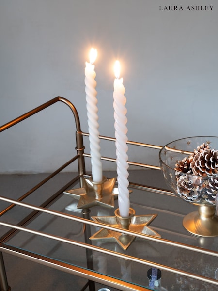 Laura Ashley Champagne Gold Set of 2 Large Star Candle Sticks (AV4660) | £55
