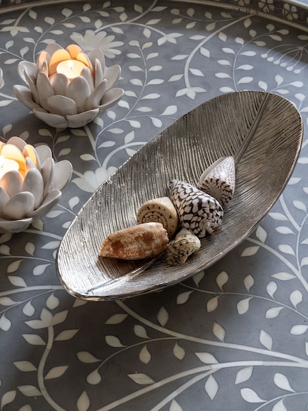 Laura Ashley Silver Large Albury Leaf Oval Bowl (AV4671) | £50