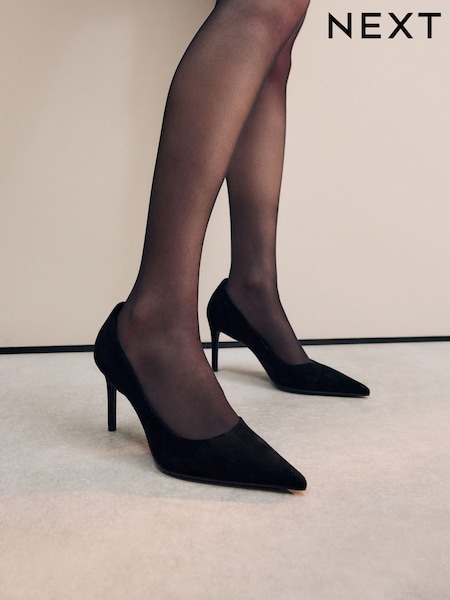 Black Suede Standard/Wide Fit Forever Comfort® Leather Mid Court Shoes (AV4681) | £44