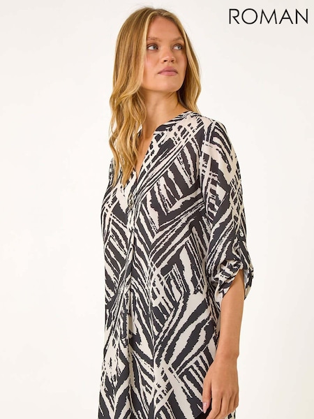 Roman White Abstract Button Detail Tunic (AV4686) | £38