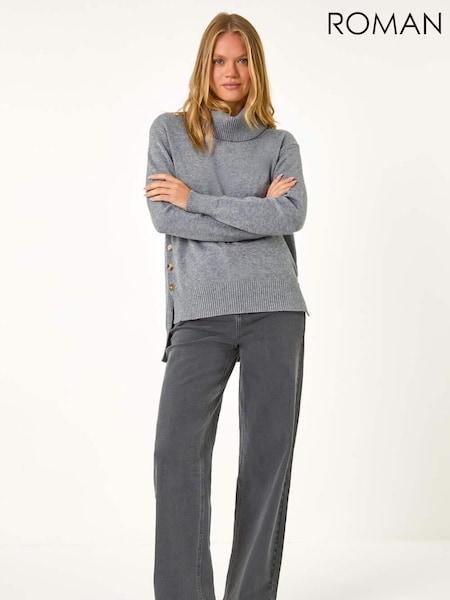 Roman Grey Soft Roll Neck Knit Jumper (AV4699) | £38