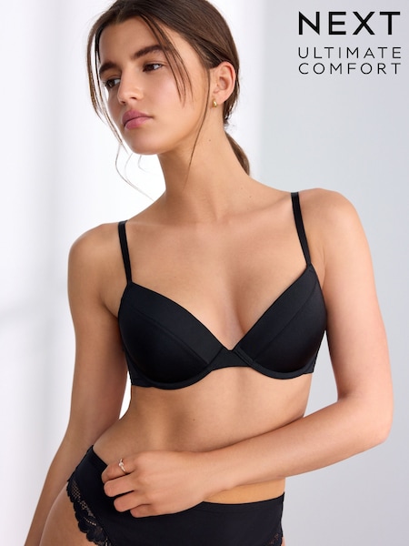 Black/Nude Push Up Pad Plunge A-E Smoothing Ultimate Comfort T-Shirts Bras 2 Pack (AV4767) | £24
