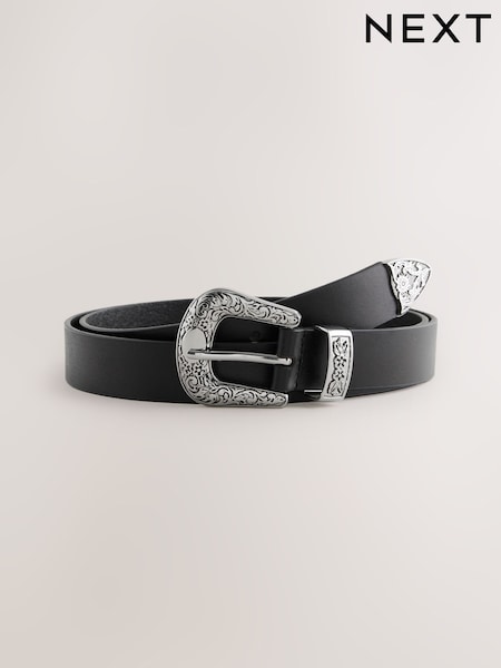 Black Western Leather Belt (AV4785) | £22