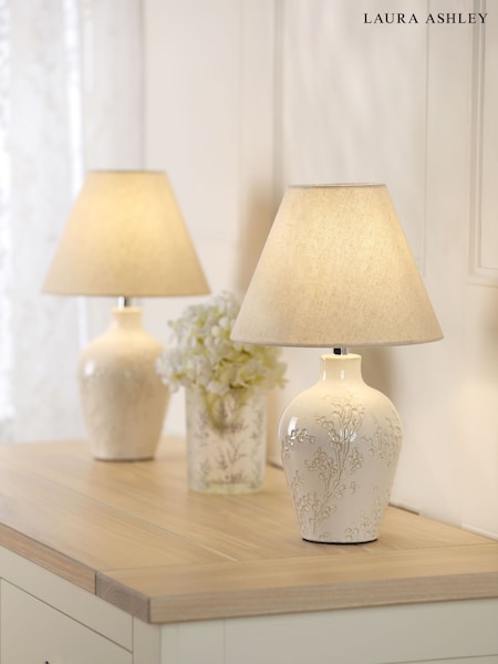 Laura Ashley White Pussywillow Twin Pack Table Lamp (AV4848) | £90