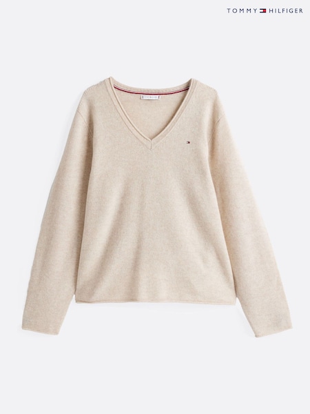Tommy Hilfiger Nude Pure Wool V-Neck Jumper (AV4857) | £110