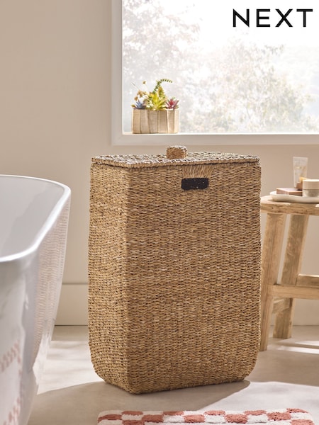 Dark Natural Seagrass Slimline Laundry Basket (AV4900) | £55
