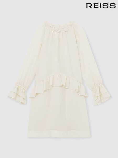 Reiss Ivory Lunar 13-14 yrs Chiffon Ruffle-Trim Dress (AV5074) | £75