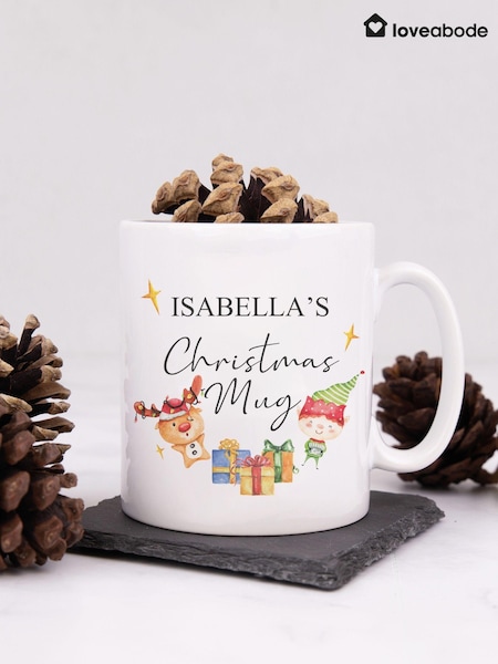 Personalised Elf & Reindeer Christmas Mug by Loveabode (AV5206) | £15