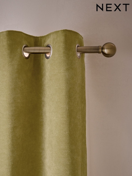 Green Textured Embossed Faux Suede Lined Eyelet Curtains (AV5298) | £70 - £170