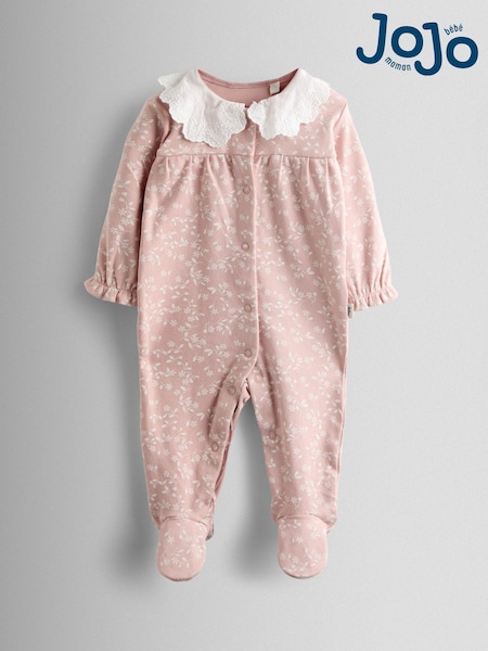 JoJo Maman Bébé Pink Ditsy Floral Print Sleepsuit (AV5345) | £20 - £21