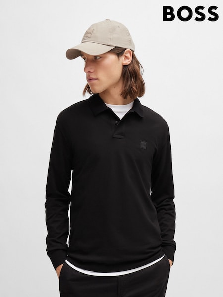 BOSS Black Passerby Box Logo Long Sleeve Polo Shirt (AV5438) | £89