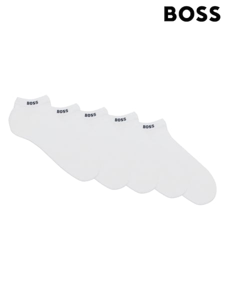 BOSS White Cotton Blend 5 Pack Ankle Socks (AV5557) | £28