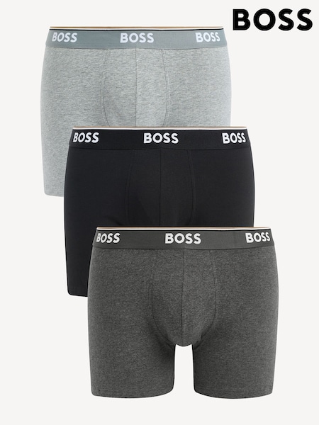 BOSS Grey Power Stretch Cotton 3 Pack Boxers (AV5601) | £42