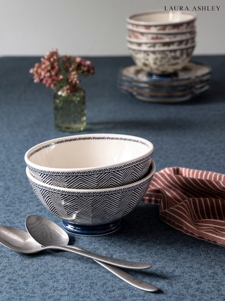 Laura Ashley Set of 2 Blue Edwin Bowls (AV5742) | £24
