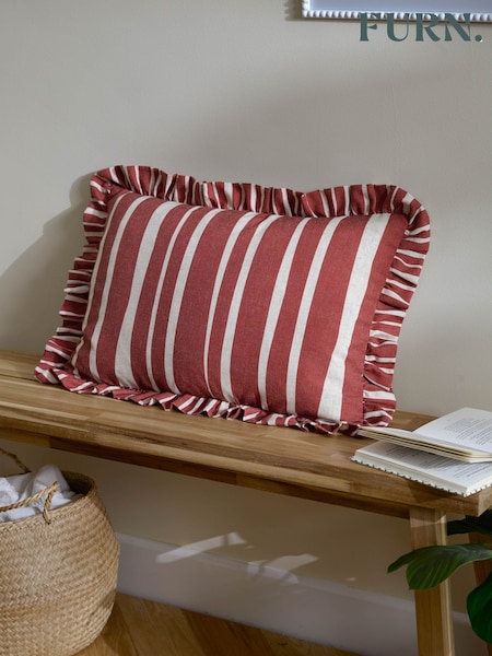 Furn Linen Red Carmon Stripe Cushion (AV5866) | £22