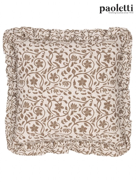 Paoletti Linen Olive Seventy Three Linen Filigree Cushion (AV5871) | £24