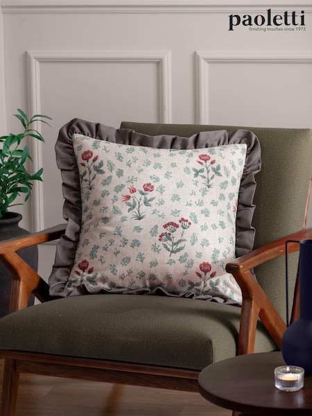 Paoletti Multi Seventy Three Linen Renata Floral Cushion (AV5876) | £24
