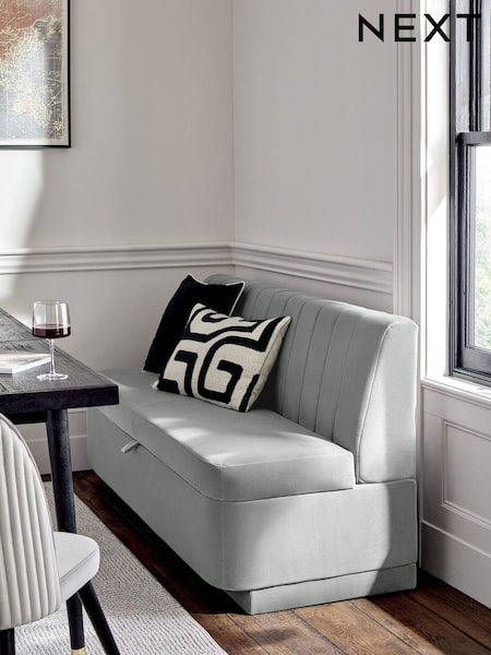 Soft Velvet Grey Anderson Storage Dining Bench (AV5955) | £799
