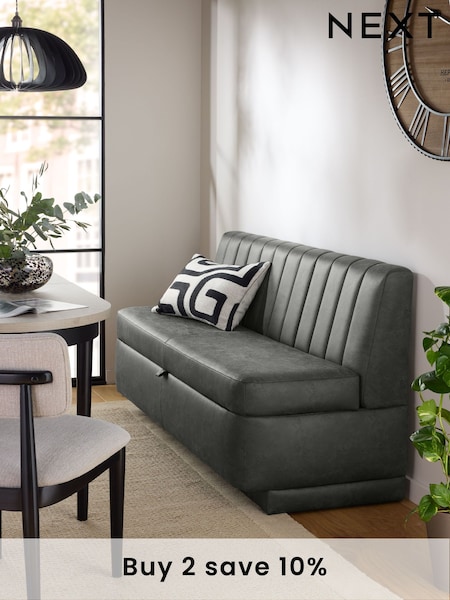 Monza Faux Leather Dark Grey Anderson Storage Dining Bench (AV5956) | £850
