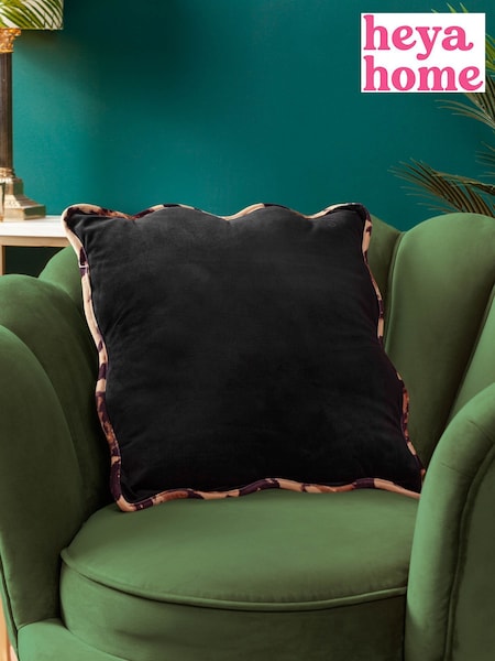 heya home Black Wiggle Leopard Print Cushion (AV6014) | £21