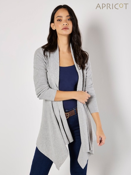 Apricot Grey Self Chevron Waterfall Cardigan (AV6282) | £39